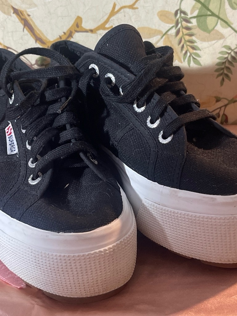 Superga 2790 Black Platform Canvas Sneakers